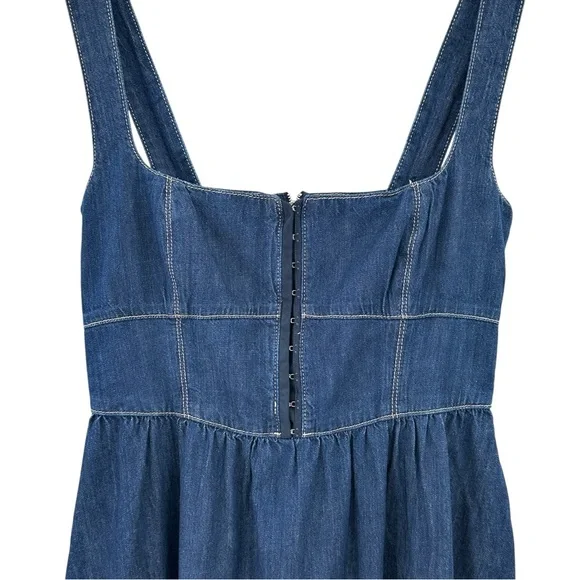 Reformation Jeans Tagliatelle Dark Wash Blue Denim Midi Dress sz 6 - Picture 5 of 15